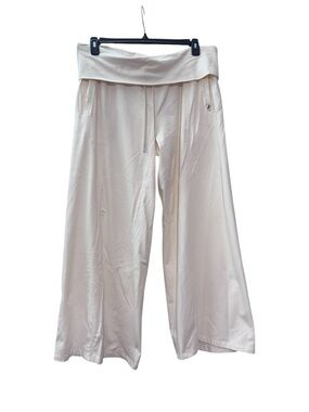 JoyLab Wide Leg Fold-Over Waist Pants in Cream